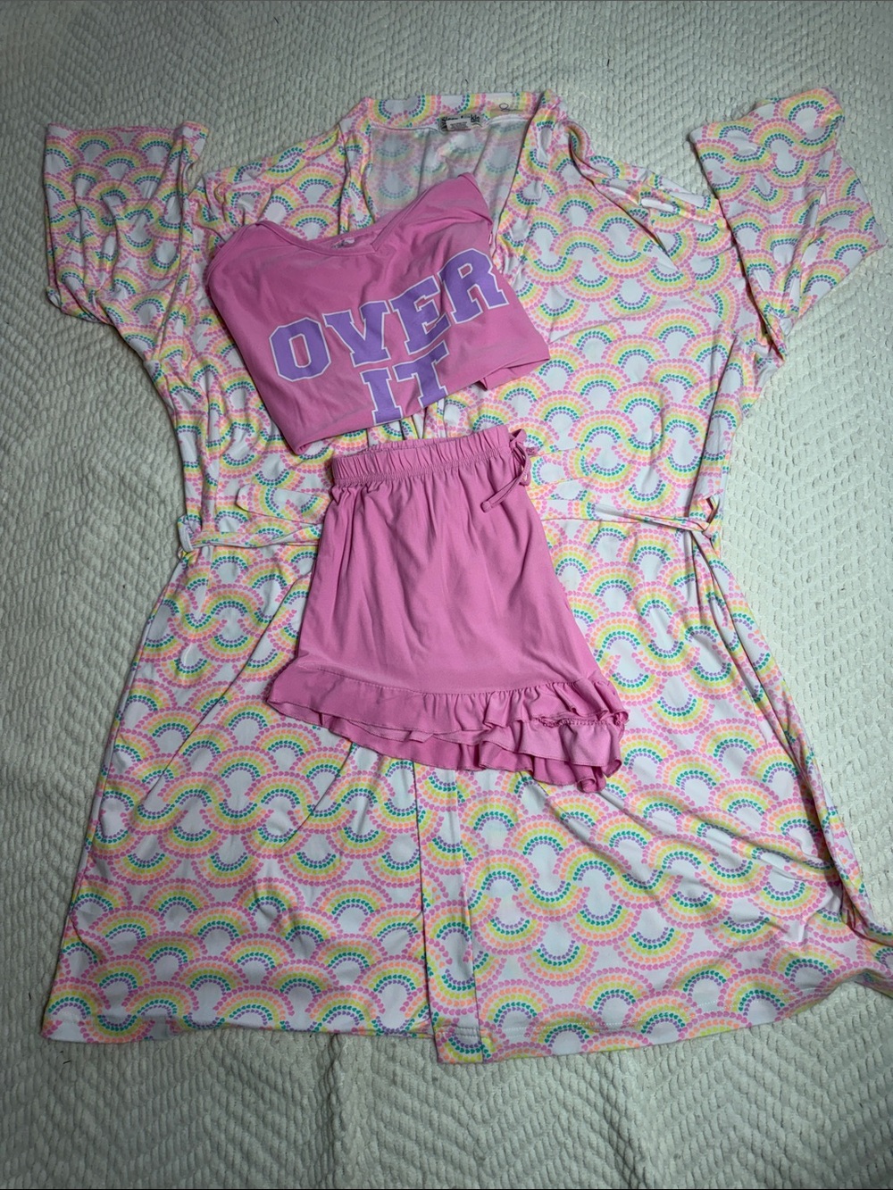 PAJAMA AND ROBE SET 3 PIECES COLOR PINK SIZE LARGE